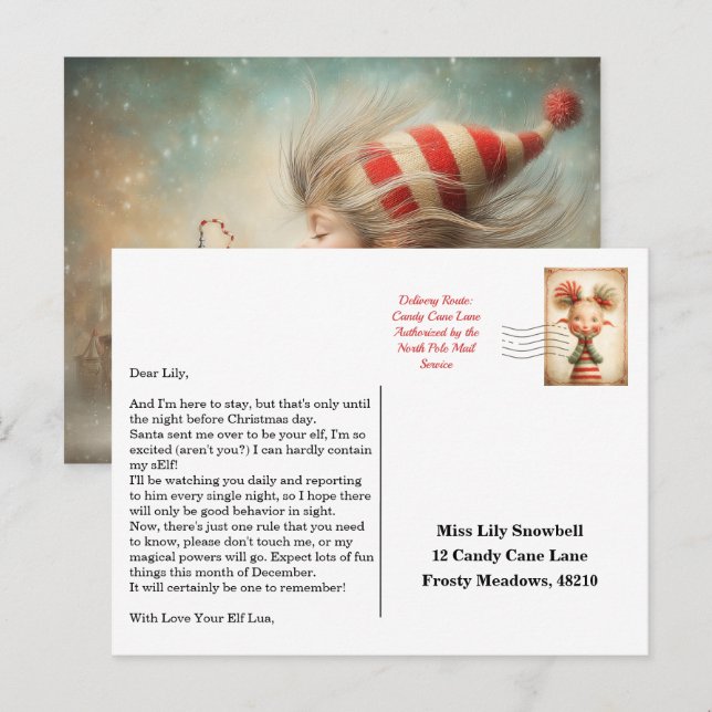 Carte Postale Lettre d'arrivée de l'elfe | Message de bienvenue  (Devant / Derrière)