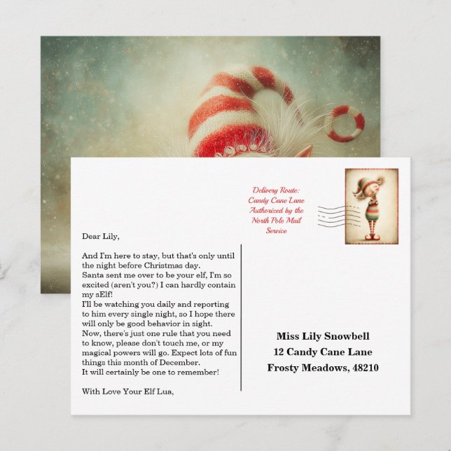 Carte Postale Lettre d'arrivée de l'elfe | Message de bienvenue  (Devant / Derrière)