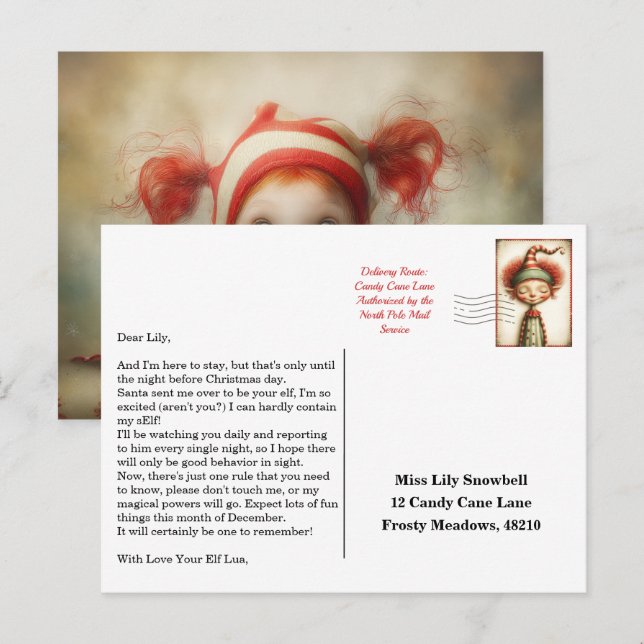 Carte Postale Lettre d'arrivée de l'elfe | Message de bienvenue  (Devant / Derrière)