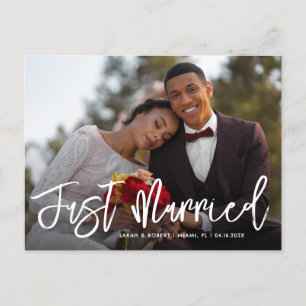 Carte Postale lettre de brosse juste marié mariage faire-part