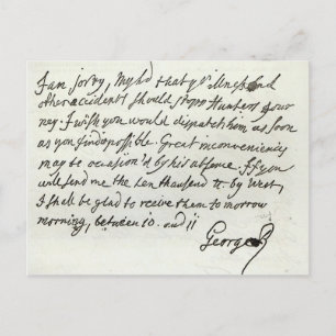 Carte Postale Lettre de George II au duc de Newcastle