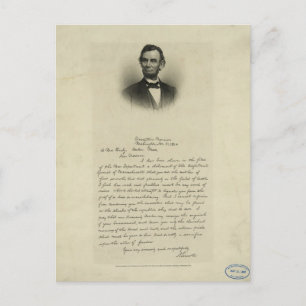 Carte Postale Lettre de guerre civile d'Abraham Lincoln à Mme Bi