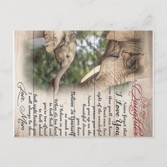 Carte Postale Lettre de maman à ma fille, Cadeau d'anniversaire  (Devant)