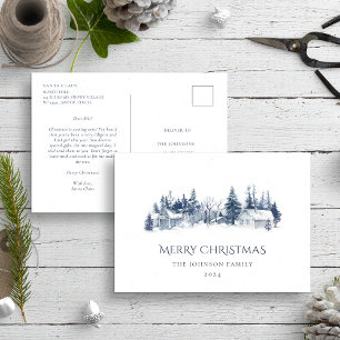 Carte Postale Lettre de Père Noël à bébé Bleu Noël hiver