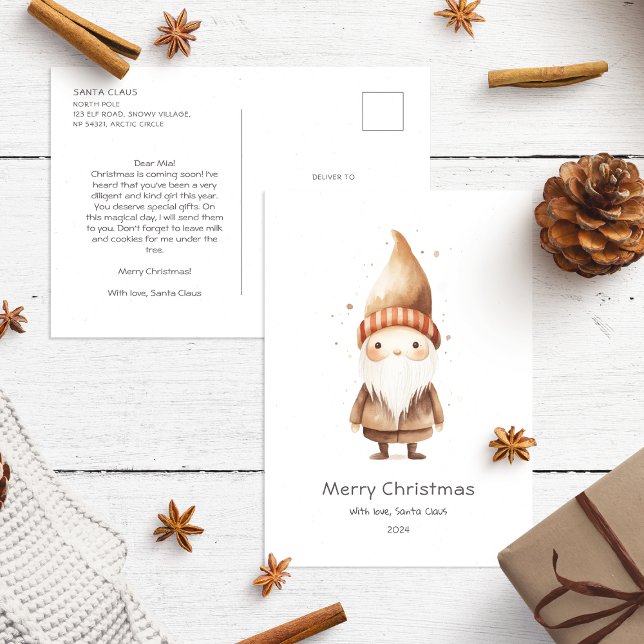 Carte Postale Lettre de Père Noël à bébé Cute Beige Boho (Créateur téléchargé)