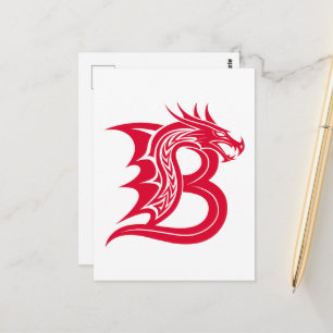 Carte Postale Lettre de style dragon B, Alphabet du dragon, Mono