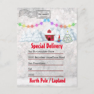 Carte Postale Lettre de Tomte   log cabine hiver au pays des mer