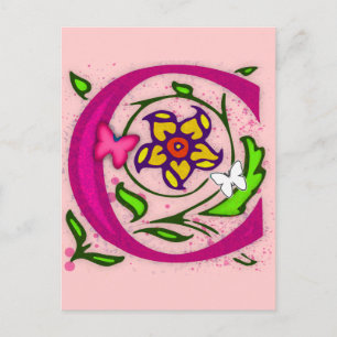 Carte Postale Lettre décorative C Monogramme