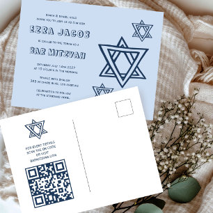 Carte Postale LETTRE D'EXTÉRIEUR STAR DAVID Custom QR BAR Mitzva