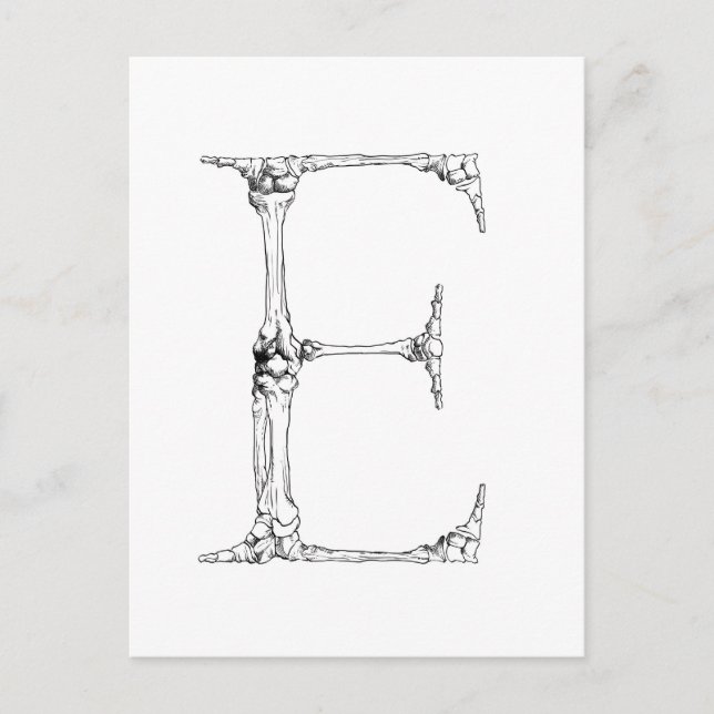 Carte Postale Lettre E Bone Initial (Devant)