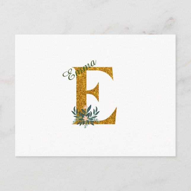 CARTE POSTALE LETTRE E MONOGRAMME D'OR (Devant)