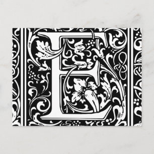 Carte Postale Lettre E Monogramme Médiéval Art Nouveau