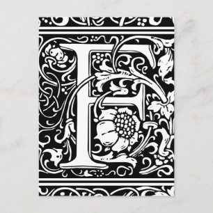 Carte Postale Lettre F Monogramme médiéval Art Nouveau