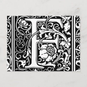 Carte Postale Lettre F Monogramme Médiéval Vintage Initiale
