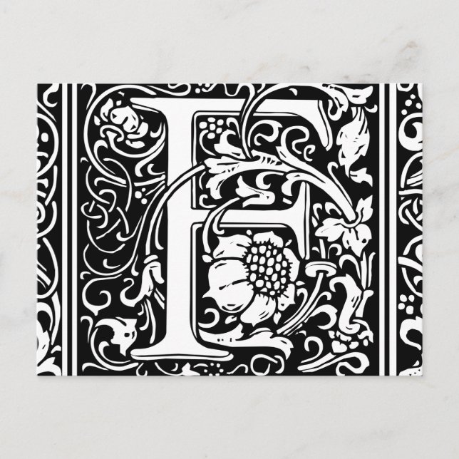 Carte Postale Lettre F Monogramme Médiéval Vintage Initiale (Devant)