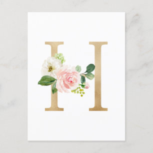 Carte Postale LETTRE FAUX GOL H BLANC MONOGRAPHIQUE Floral Faux