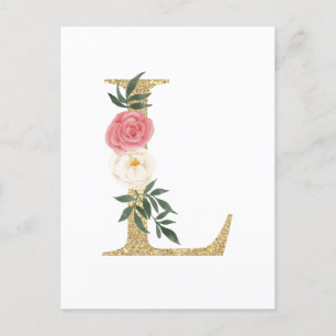 Carte Postale LETTRE FAUX GOLFE L BLANC MONOGRAPHIQUE Floral