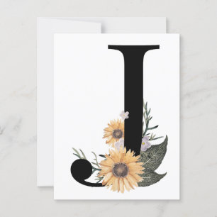 Carte Postale Lettre florale J typographie