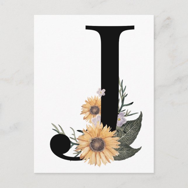 Carte Postale Lettre florale J typographie (Devant)