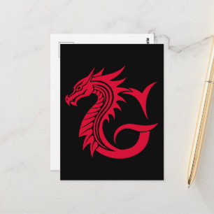 Carte Postale Lettre G de style dragon, alphabet du dragon, mono