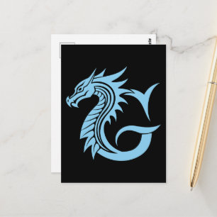 Carte Postale Lettre G de style dragon, alphabet du dragon, mono