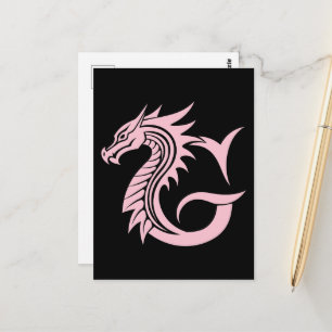 Carte Postale Lettre G de style dragon, alphabet du dragon, mono