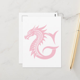 Carte Postale Lettre G de style dragon, alphabet du dragon, mono