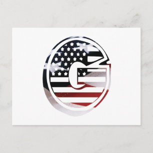 Carte Postale Lettre G Monogramme Initial USA