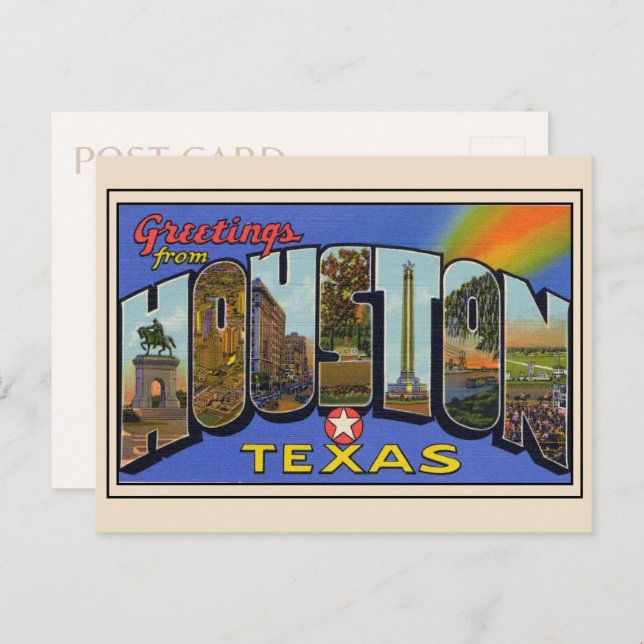 Carte Postale LETTRE GRANDE DE MESSAGES DE Houston, Texas 1936 (Devant / Derrière)