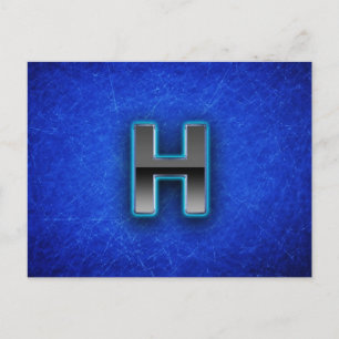 Carte Postale Lettre H - édition bleu néon