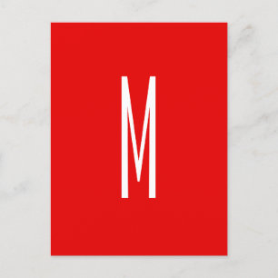 Carte Postale Lettre initiale Monogramme Style moderne Rouge Bla