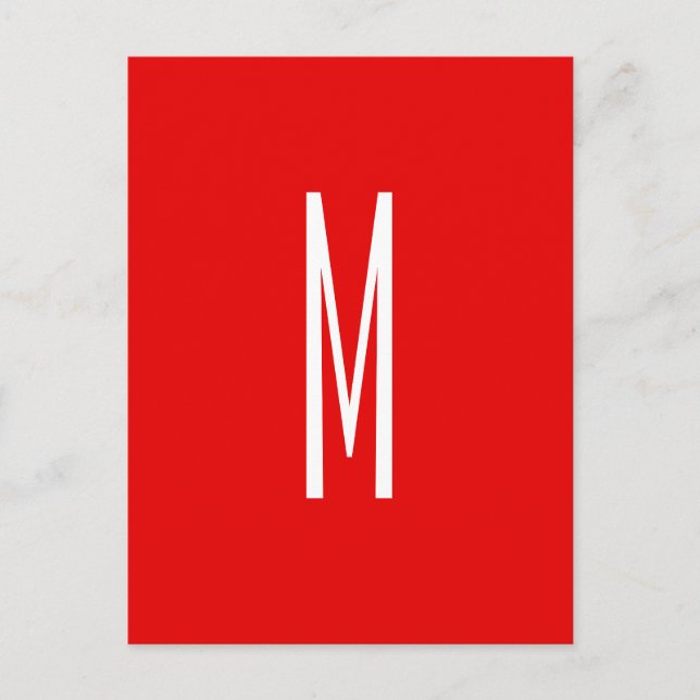 Carte Postale Lettre initiale Monogramme Style moderne Rouge Bla (Devant)