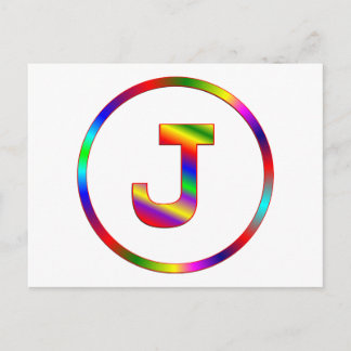 Carte Postale Lettre J Arc-en-ciel