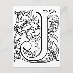 Carte Postale Lettre J Monogramme