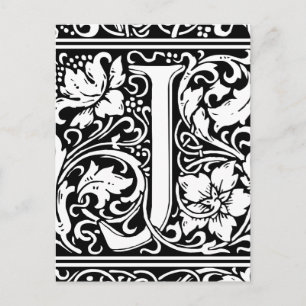 Carte Postale Lettre J Monogramme Art Nouveau Médiéval