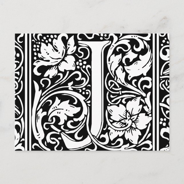 Carte Postale Lettre J Monogramme médiéval Art Nouveau (Devant)