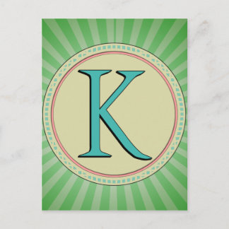 CARTE POSTALE LETTRE K MONOGRAM