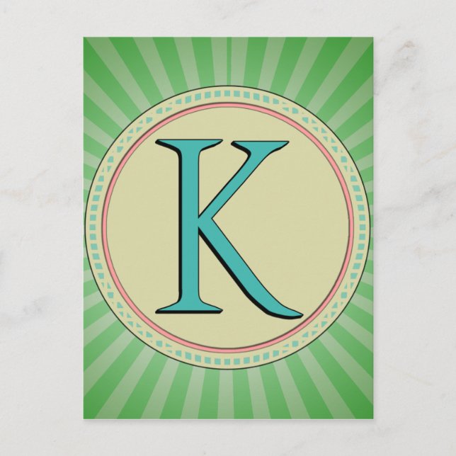 CARTE POSTALE LETTRE K MONOGRAM (Devant)