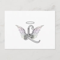 Lettre L Monogramme initial avec ailes angéliques