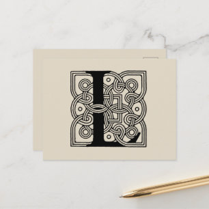 Carte Postale Lettre L Vintage Céleste noeud Monogramme