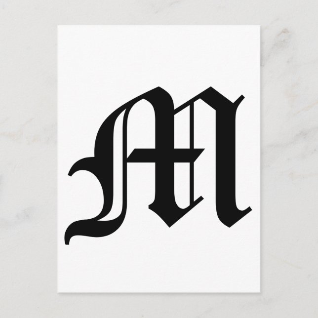 Carte Postale Lettre M Ancien texte anglais sur Arrière - plan b (Devant)