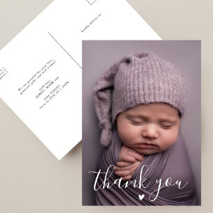 Carte Postale Lettre Main Moderne Personnalisée Baby Shower Phot
