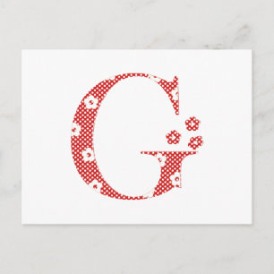 Carte Postale LETTRE MODÈLE FLEURI G (rouge)