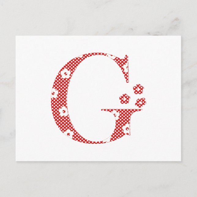 Carte Postale LETTRE MODÈLE FLEURI G (rouge) (Devant)