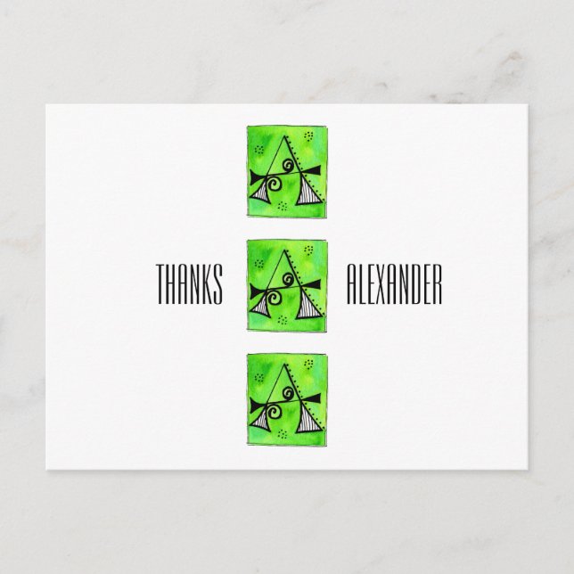 Carte Postale Lettre monogramme A Nom Merci lunaire (Devant)