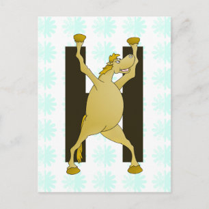 Carte Postale Lettre monogramme H Pony Personnalisée