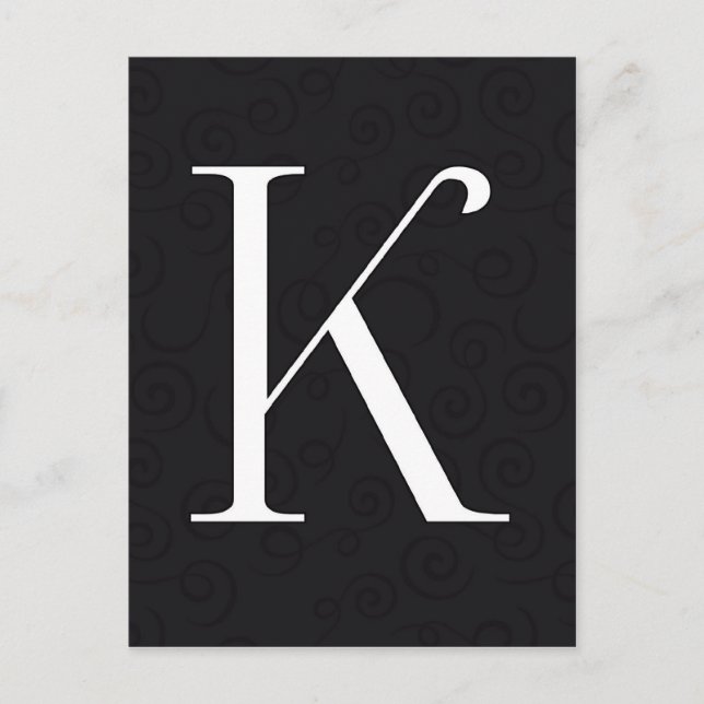 Carte Postale Lettre monogramme K (Devant)