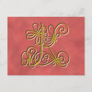 Carte Postale Lettre monogramme K, couleur Personnaliser