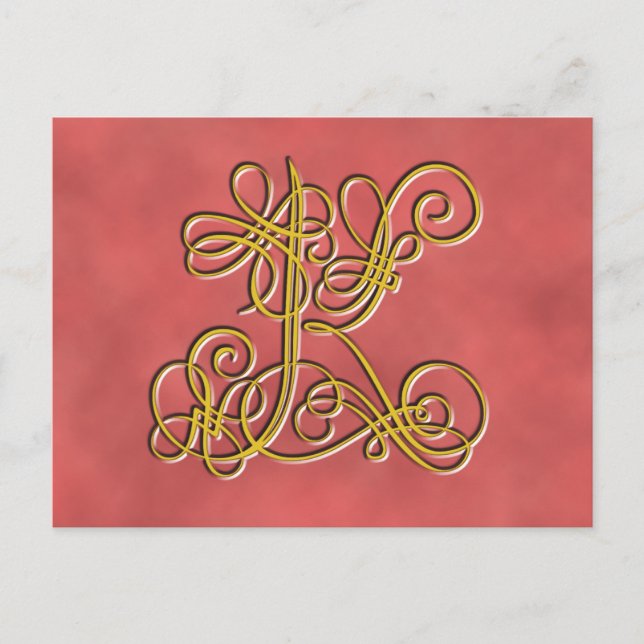 Carte Postale Lettre monogramme K, couleur Personnaliser (Devant)