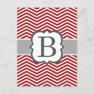 Carte Postale LETTRE MONOGRAPHIQUE BLANC ROUGE B Chevron